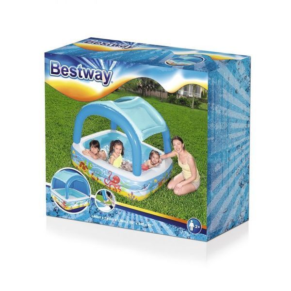 Дитячий надувний басейн Bestway 52192 (140х140х114 см) 265л з навісом від сонця 18184 фото
