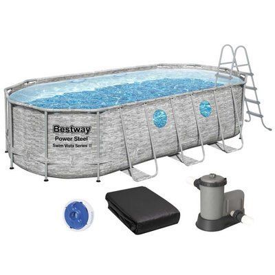 Каркасний басейн Bestway 56716 (549х274х122, карт. фільтр, сходи, тент) 20853 фото
